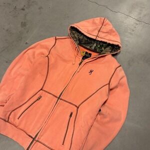 Vintage women's faded browning fitted zip up hoodie